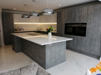 Concrete effect kitchen doors